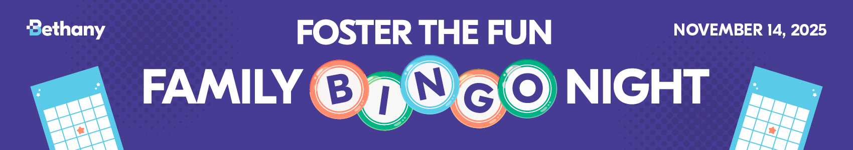 Foster the fun - family bingo night banner